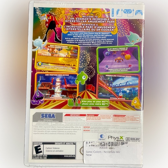 Sonic Colors for Wii Console Rated E [SEGA] BRAND NEW - Picture 2 of 2